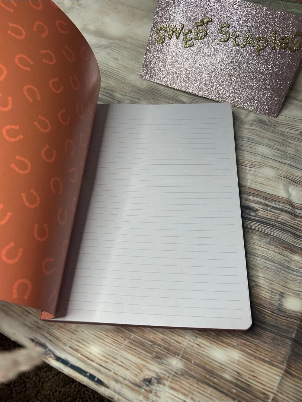 🎀Coral Western Boot Pattern Notebook - Gold Boho Notes Happy Journal